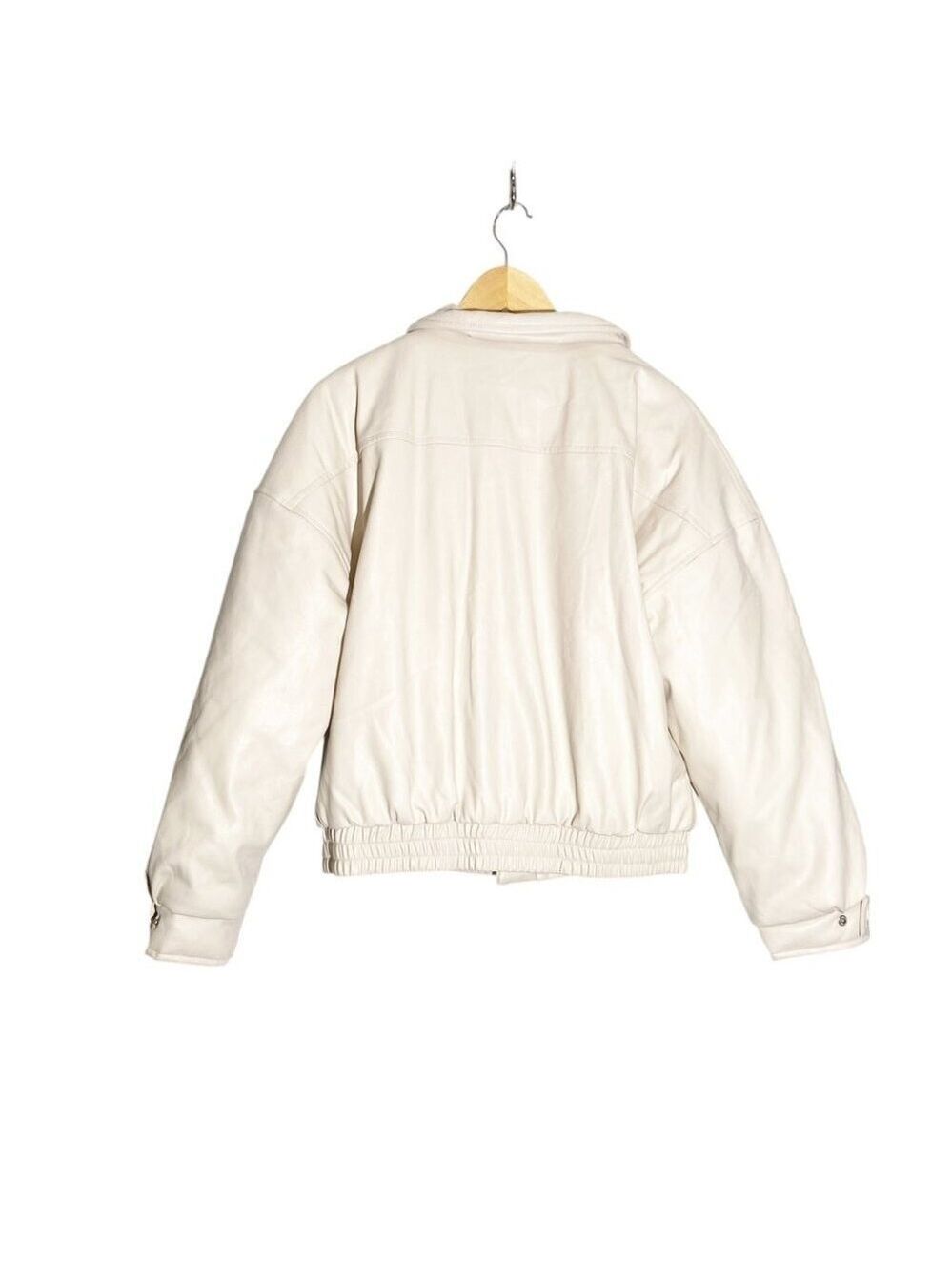 NWT Wild Pony cream vegan leather bomber jacket size L - Picture 3 of 6